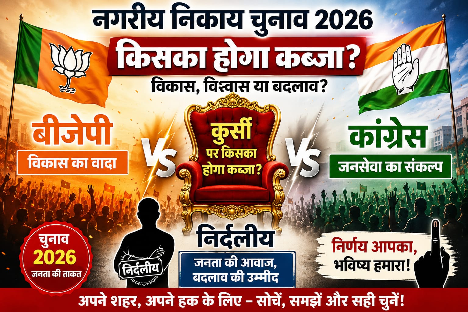 नाम वापसी खत्म, अब शुरू हुआ असली ‘किस्सा कुर्सी का’! सुमेरपुर-तखतगढ़ में चुनावी रणभूमि तैयार: 32 ने छोड़ा मैदान, 2 वार्डों में निर्विरोध जीत… अब बागी-निर्दलीय तय करेंगे किसका बिगड़ेगा खेल?